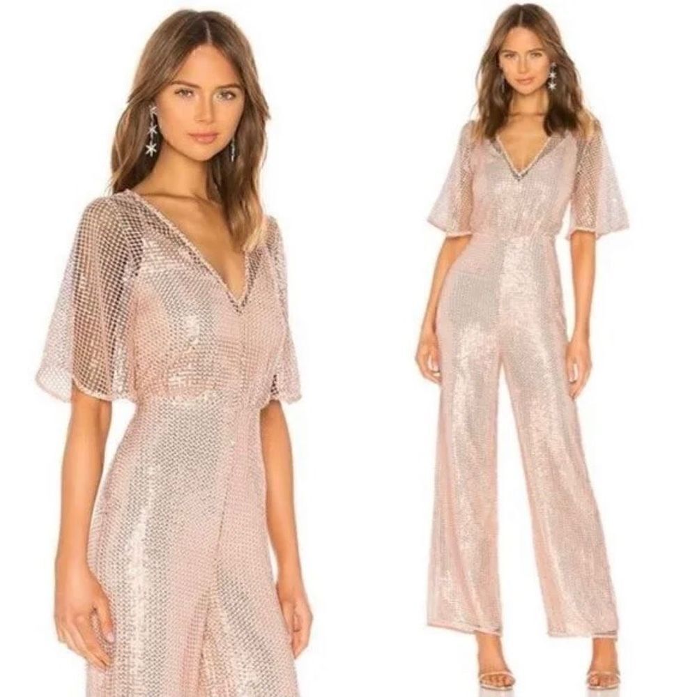 NBD × Naven Camilla Jumpsuit in Peach Blush from Revolve Mesh Overlay Women’s XS